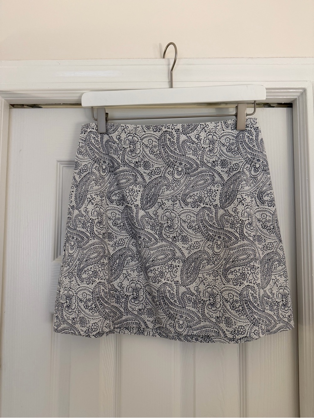 Julia Amory Navy Paisley Print A-Line Skirt